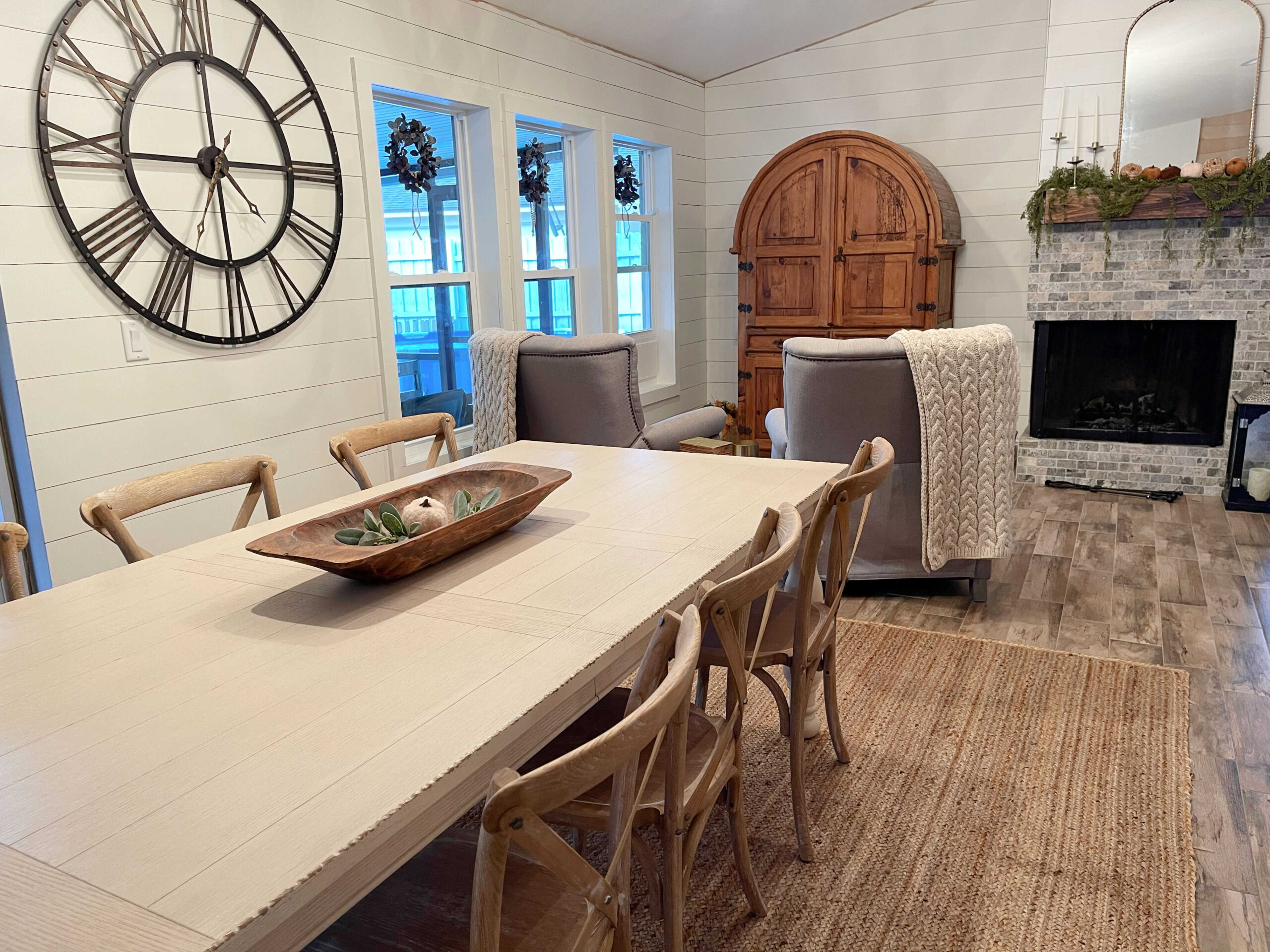 farmhouse dining room with ivory table
