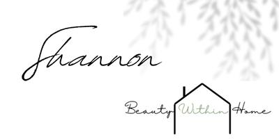 black and white close up of the name "Shannon" and the logo Beauty Within Home. 